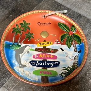 A Gift Corp Terra Cotta Collector Plate Coronado CA Beach Scene